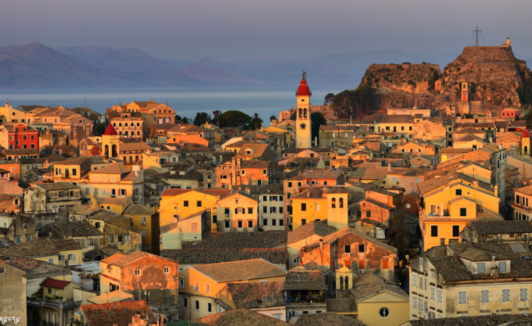 Corfu old town, Greece above