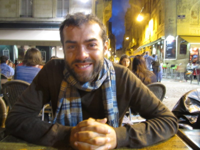 Here's your author, enjoying the evening air in one of Bordeaux's many squares.