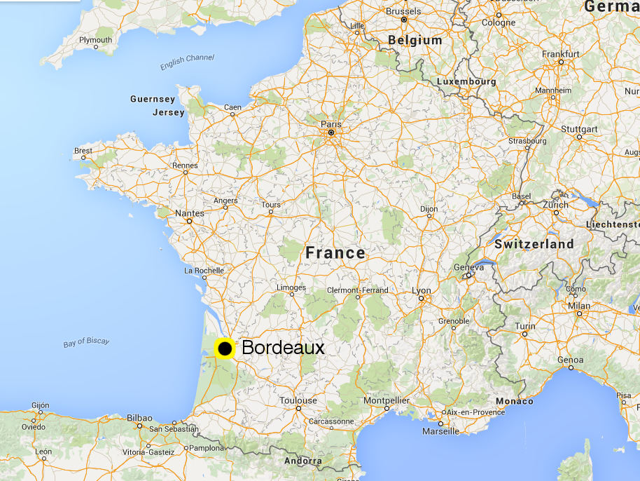 Bordeaux, France map