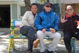 Neighbors on a bench