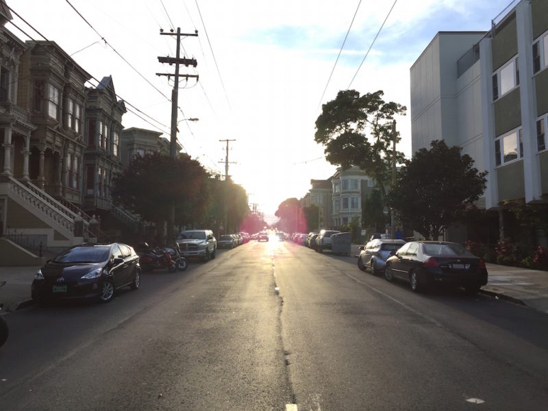 Looking east down the center of McAllister Street.