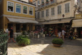 Corfu old town Greece small square