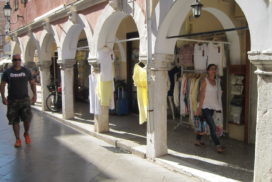 Corfu old town arcade Greece