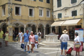 Small square in Corfu, Greece