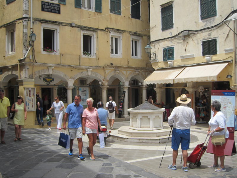 Small square in Corfu, Greece