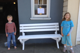 Bench smiling children