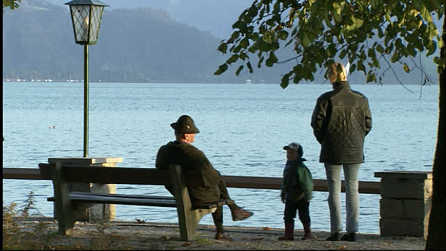 Old man bench child