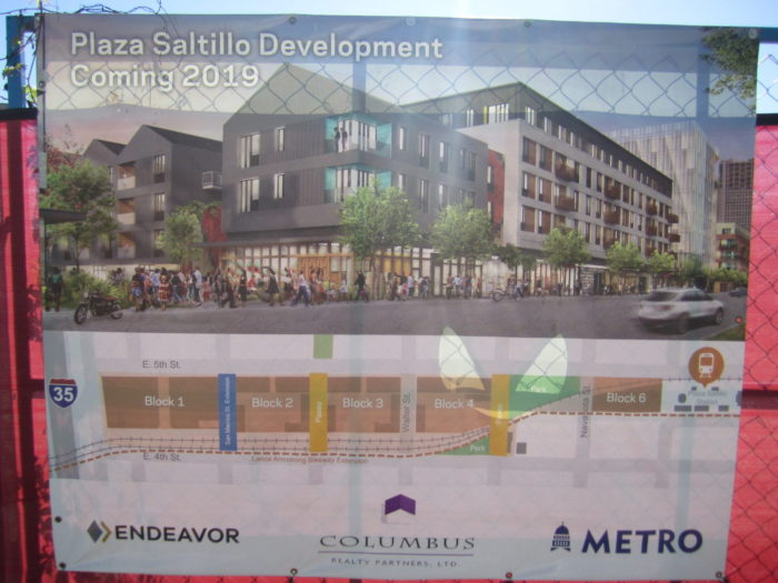 Plaza Saltillo construction sign